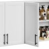 Wall Storage Cabinet - Kitchen Laundry Wall Amount Cabinet with Two Shaker Doors and Shelf, in White, One of 2 Pcs