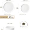 MALACASA Plates and Bowls Sets, 12 Pieces Porcelain Dinnerware Sets Dishware Sets Chip Resistant Ceramic Dish Set Dining Dinner Ware Service for 4, White, Series LUNA