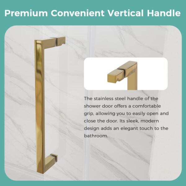 56-60" W x 75" H Frameless Sliding Shower Door, 5/16"(8mm) Clear SGCC Tempered Glass Shower Door Easy Cleaning, Gold Shower Door Designed for Smooth Silding, Easy Installation for Bathroom