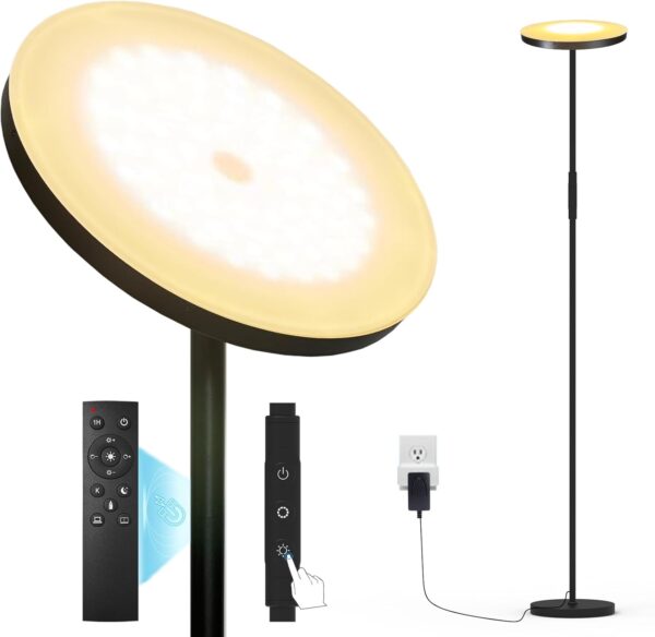 2024 LED Floor Lamp, 40W 4000LM Super Bright Floor Lamps for Living Room Bedroom with Remote & Timer, Torchiere Floor Lamp Stepless Dimmable 2700K-6500K Tall Standing Light Works with Smart Plug