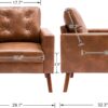 Wahson Office Chairs PU Accent Arm Chair with Tufted Back, Faux Leather Comfy Upholstered Single Sofa, Mid Century Modern Side Club Chair with Wood Legs for Reading/Living Room/Bedroom, Caramel