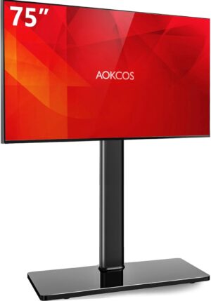 Floor TV Stand with Swivel Mount for 43 to 75 Inch TVs up to 110 lb, 8 Level Height Adjustable Tilting TV Floor Stand Space Saving, Tall TV Stand for Livingroom/Bedroom, MAX VESA 400x600mm