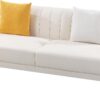 FOTOSOK 78'' Sofa, Modern White Couches for Living Room with 2 Throw Pillows, Comfy Faux Leather Sofa 3 Seater Sofa with Gold Metal Legs, Cloud Sofa Couch Deep Seat Sofas (Cream White)