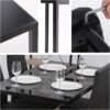 PayLessHere Dining Room Table Set 5-Piece Kitchen with 4 Faux Leather Metal Frame Chairs Rectangular Modern for Small Spaces w/Glass Tabletop Kitchen Table and Chairs, Black Glass