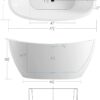 FerdY Bali 67" Acrylic Freestanding Bathtub, Gracefully Shaped Freestanding Soaking Bathtub, Toe-Tap Chrome Drain and Classic Slotted Overflow Included, Glossy White, cUPC Certified,
