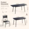 7-Piece Dining Table for 4-6, 63” Large Extendable Dining Table Set for 6, Kitchen Table Set for Apartment and Living Room, Black
