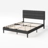 ZINUS Full Piper Upholstered Platform Bed with Horizontal Paneled Headboard, Wooden Slat Support, No Box Spring Needed, Easy Assembly, Eco Friendly Packaging, Dark Grey