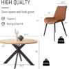 46.4" Round Dining Table Set, Mid Century Modern Round Dining Table for 4-6 Person, w/Steel Legs, Coffee Table for Kitchen Dining Room, Office, Save Space (1 Table with 4 Brown Chairs)