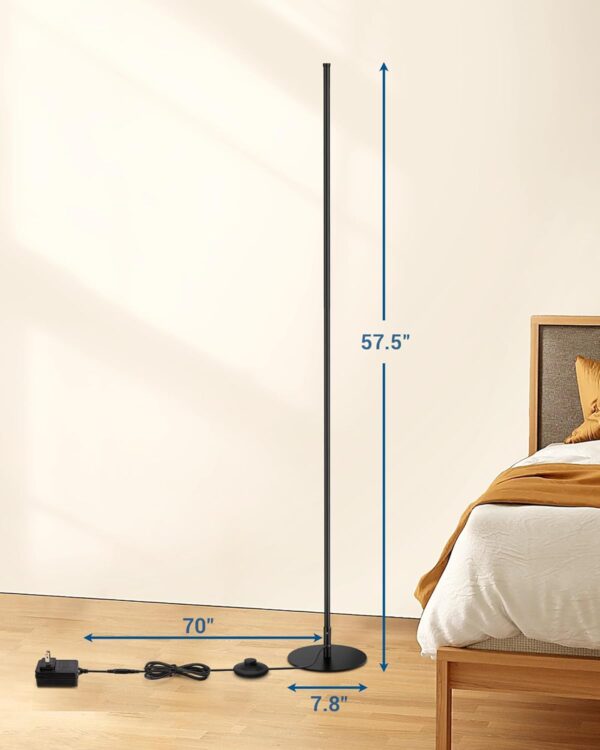 DEWENWILS LED Corner Floor Lamp, Set of 2 Modern Dimmable Mood Floor Light, 57.5" Minimalist Standing Tall Lamp for Living Room, Bedroom, Office, 3000K Warm White Light (Black)