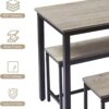 Dining Table Set for 4, Kitchen Room Table Set with 2 Benches, 3-Piece Dining Chairs Set for Breakfast Nook, Grey