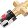 Brass Thermostatic Mixing Valve,Degrees Centigrade Mark Shower Mixer Valve, Water Temperature Pipe Basin Thermostat Control for Bathroom Washroom Kitchen Wash Basin Bidet Shower
