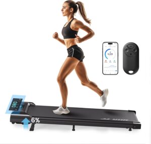 YHR Incline Walking Pad 3 in 1 Under Desk Treadmill, 2.5HP Low Noise Walking Treadmill, Portable Jogging Running Machine for Home Office, APP Remote Control, LED Display, Installation Free
