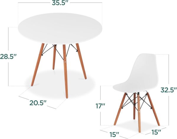 Best Choice Products 5-Piece Dining Set, Compact Mid-Century Modern Table & Chair Set for Home, Apartment w/ 4 Chairs, Plastic Seats, Wooden Legs, Metal Frame - Brown/White