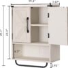 RUSTOWN Farmhouse Wall Storage Cabinet with Two Barn Door, Rustic Mounted Medicine Cabinet with Adjustable Shelf and Towel Bar, 3-Tier Wood Cabinet for Kitchen, Bathroom, Living Room (Vintage White)
