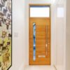 32 Inches Long 1-Sided Matte Black Door Handles, Modern Stainless Steel Front Door Handle Pulls for Commercial Glass Doors Wooden Barn Door Interior Exterior Home Fiberglass Door, Flat Rectangular Bar