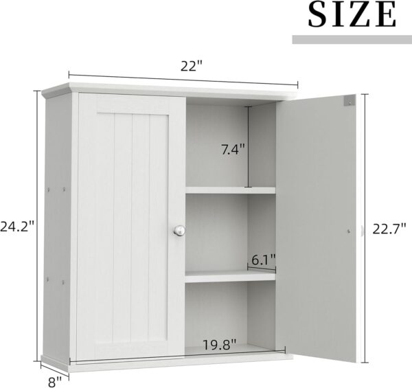 Shintenchi Bathroom Wall Mounted Cabinet,Medicine Cabinet with 2 Door, Bathroom Storage Cabinet Over The Toilet,Space Saving Storage Cabinet with 3-Tier Shelves,White