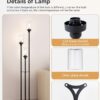 addlon Floor Lamps for Living Room with Clear Glass Shades, 3-Lights Standing lamp with Shelves, Farmhouse Tall Floor Lamp Modern lamp for Bedroom, Office - Black