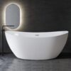 FerdY Naha 67" Acrylic Freestanding Bathtub, Curve Edge Freestanding Soaking Bathtub, Glossy White, cUPC Certified, Toe-Tap Chrome Drain & Overflow Assembly Included, 02588
