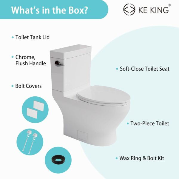 KE KING Lavan® 1000 MaP Score Powerful Flush Comfort Height Floor Mounted Two-Piece Toilet, 12'' Rough-in
