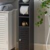 AOJEZOR Toilet Paper Holder Stand: Bathroom Storage Cabinet Beside Toilet Storage for Small Bathroom with Toilet Roll Holder - Toilet Paper Stand - Black