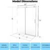Shower Door, 56-60" W × 76" H Frameless Sliding Shower Door,Waterproof Glass Shower Door with Stainless Steel Handle and Seal Strip, 5/16" (8mm) Easy-Clean Tempered Glass, Brushed Nickel