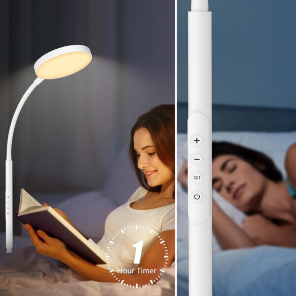 LED Floor Lamp, Height Adjustable Floor Lamps for Living Room, Super Bright Standing Lamp with Timer, Adjustable Colors & Brightness Floor lamp for Bedroom with Remote & Touch Control, White