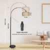 Arc Floor Lamps for Living Room with 3 Color Temperatures, Black Standing Lamp with Remote & Dimmable LED Bulb, Rattan Boho Floor Lamp, Farmhouse Tall Lamp for Bedroom, Over Couch Arched Reading Light