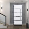 VDOMDOORS Front Exterior Prehung Glass Steel Door 36 x 80 inches Right-Hand/Deux 1105 Gray Graphite/Lite and Stainless Inserts Single Modern Painted White