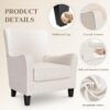 COLAMY Accent Chair, Modern Fabric Accent Barrel Chair with Solid Rubberwood Legs, Comfy and Soft Armchair for Living Room, Bedroom, Reception Room, Office, Beige