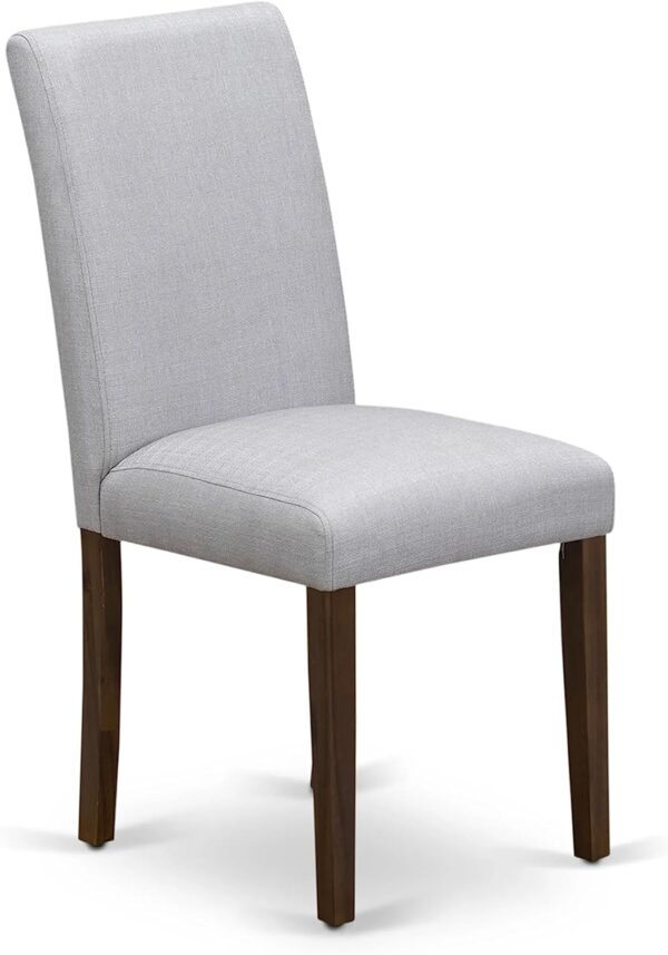 East West Furniture DLAB5-AWA-05 5 Piece Dining Set Contains a Round Dining Room Table with Dropleaf and 4 Upholstered Chairs, 42x42 Inch, Antique Walnut