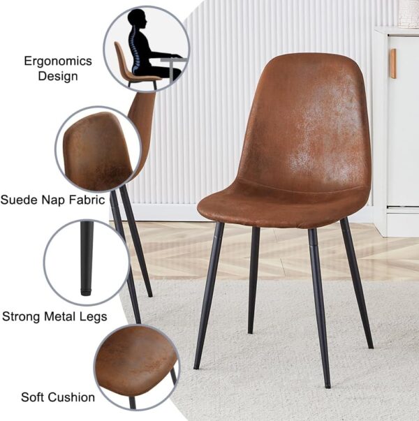 Dining Table Set for 4, Modern 55'' Wood Dining Table, Fabric Dining Chairs 4,Table and Chairs Set of 4,Ideal for Kitchen Dining Room