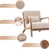 INZOY Mid Century Modern Accent Chair with Wood Frame, Upholstered Living Room Chairs with Waist Cushion, Reading Armchair for Bedroom Sunroom (Beige)