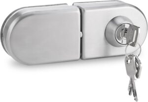 Stainless Steel Glass Door Lock, No Drill Anti-Theft Security Lock Glass Door Cabinet Lock with Keys Open/Close Home Hotel Bathroom, for 10mm-12mm/0.39-0.47in