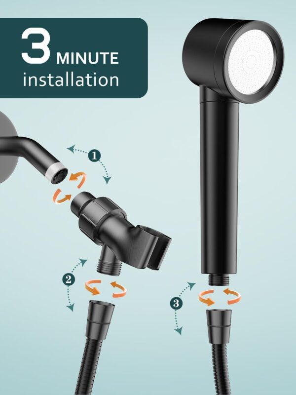 High Pressure Shower Head, Filtered Shower Head with Handheld, Detachable Shower Head Showerhead with Filters for Hard Water - 60" Hose, Bracket Remove Chlorine