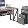 Tribesigns Office Computer Desk with Cabinet Sets,55 inches Executive Desk with Mobile File Cabinet Drawers Shelves for Home Office Furniture (1 Desk + 1 Cabinet)