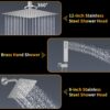 AYIVG Thermostat Shower System Brushed Nickel Rain Shower System With 12 Inch and 8 Inch Shower Head Temperature Display Bathroom Shower System Dual Rainfall Shower Head System
