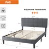 Sweetcrispy Full Platform Bed Frame with Headboard, No Box Spring Needed, Linen Upholstered Bed Frame with Wood Slats Support, Noise Free, Perfect for a Peaceful Night's Sleep, Grey