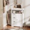 YESHOMY Bathroom Storage Cabinet Freestanding Floor Cupboard with 1 Door and 3 Drawers for Kitchen, Living Room, White