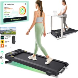 UREVO Walking Pad Treadmill with Incline, 2.5 HP Under Desk Treadmill, Foldable Treadmill for Home Office, Compact Treadmill with LED Display Remote Control 265lbs Weight Capacity