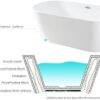 FerdY Nauru 67" Acrylic Freestanding Bathtub, Ergonomic Lightweight Classic Oval Soaking Bathtub with Toe-Tap Chrome Drain, Classic Slotted Overflow, Glossy White