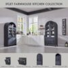 71" Tall Arched Kitchen Pantry Cabinet, Wood Kitchen Storage Cabinets with 2 Large Drawers and Adjustable Shelves, Modern Farmhouse Versatile Cupboard for Kitchen, Dining Room, Bathroom, Grey