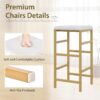 VECELO Bar Table and Chairs Set for 2, 3-Piece Dining Set with Storage Shelves, Cup Holder & Wine Rack, PU Leather Cushion Stools, for Kitchen Small Space, Gold