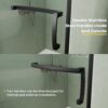 DELAVIN 34"W x 72"H Frameless Shower Door in Matte Black, Single Shower Door with 5/16" Clear Tempered Glass, Stainless Steel Hinged Glass Shower Door, Bathroom Shower Door with Seal Strip and Handles