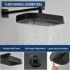 Shower Head System，DINIERA Shower System with Shower Head and Handheld Spray，Luxurious 12" Shower Faucet Set，Bathroom Wall Mounted Shower Fixtures with Build-in Brass Valve and Trim Kit，Matte Black