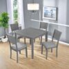 Dining Table Sets, 5-Piece Kitchen Table & Chair Sets with 34.5'' Square Wooden Dining Table & Four Upholstered Wide Backrest Chairs, Wooden Dining Table Set for Dining Room, Gray