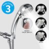 KAIYING Chrome High Pressure Handheld Shower Head with ON/OFF Pause Switch, 3 Spray Modes Shower Wand with Shut Off Button, Removable Camper Shower Head with Hose and Adjustable Angle Bracket