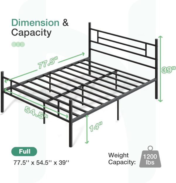 Novilla Full Size Bed Frame with Headboard and Footboard, 14 Inch Metal Platform Bed Frame, Under Bed Storage, Strong Metal Slats Support, Mattress Foundation No Box Spring Needed