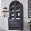 71" Tall Arched Kitchen Pantry Cabinet, Wood Kitchen Storage Cabinets with 2 Large Drawers and Adjustable Shelves, Modern Farmhouse Versatile Cupboard for Kitchen, Dining Room, Bathroom, Grey