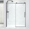 56-60” x 76” Frameless Shower Door, 5/16" (8mm) Clear SGCC Tempered Glass, Bathroom Sliding Glass Shower Doors, Easy to Clean, Stainless Steel Hardware, Matte Black
