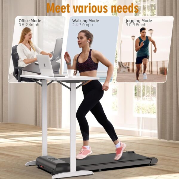 Walking Pad, Under Desk Treadmill for Home Office, 2.5HP Walking Pad with 300lb Weight Capacity, Portable Teadmill with Remote Control, LED Display